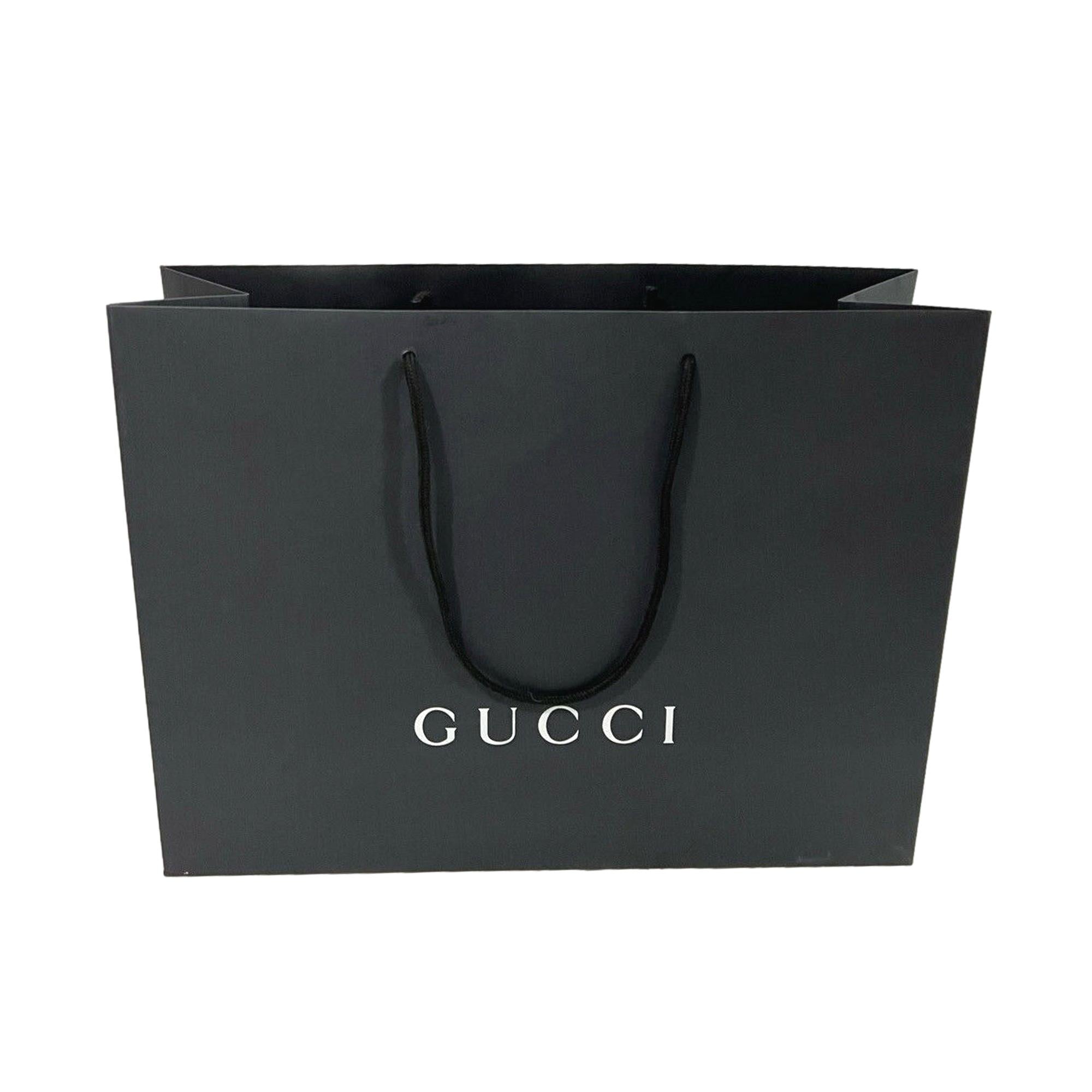 Gucci Shopping Gift Bag Designer Logo Packaging Black Paper Large Size available at Queen Bee of Beverly Hills