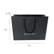 Gucci Shopping Gift Bag Designer Logo Packaging Black Paper Large Size available at Queen Bee of Beverly Hills