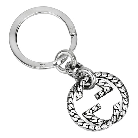 Gucci Signature GG Logo Sterling Silver Keychain Charm available at Queen Bee of Beverly Hills