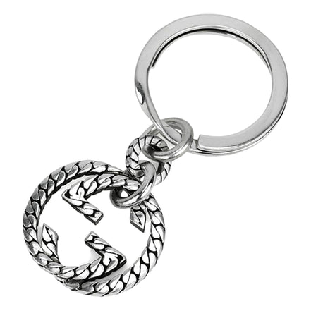 Gucci Signature GG Logo Sterling Silver Keychain Charm available at Queen Bee of Beverly Hills