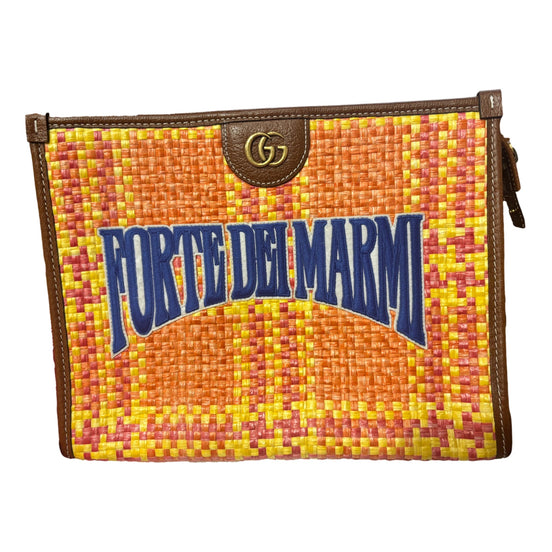Gucci Summer Stories Forte dei Marmi Raffia Ophidia Clutch - available at Queen Bee of Beverly Hills. 