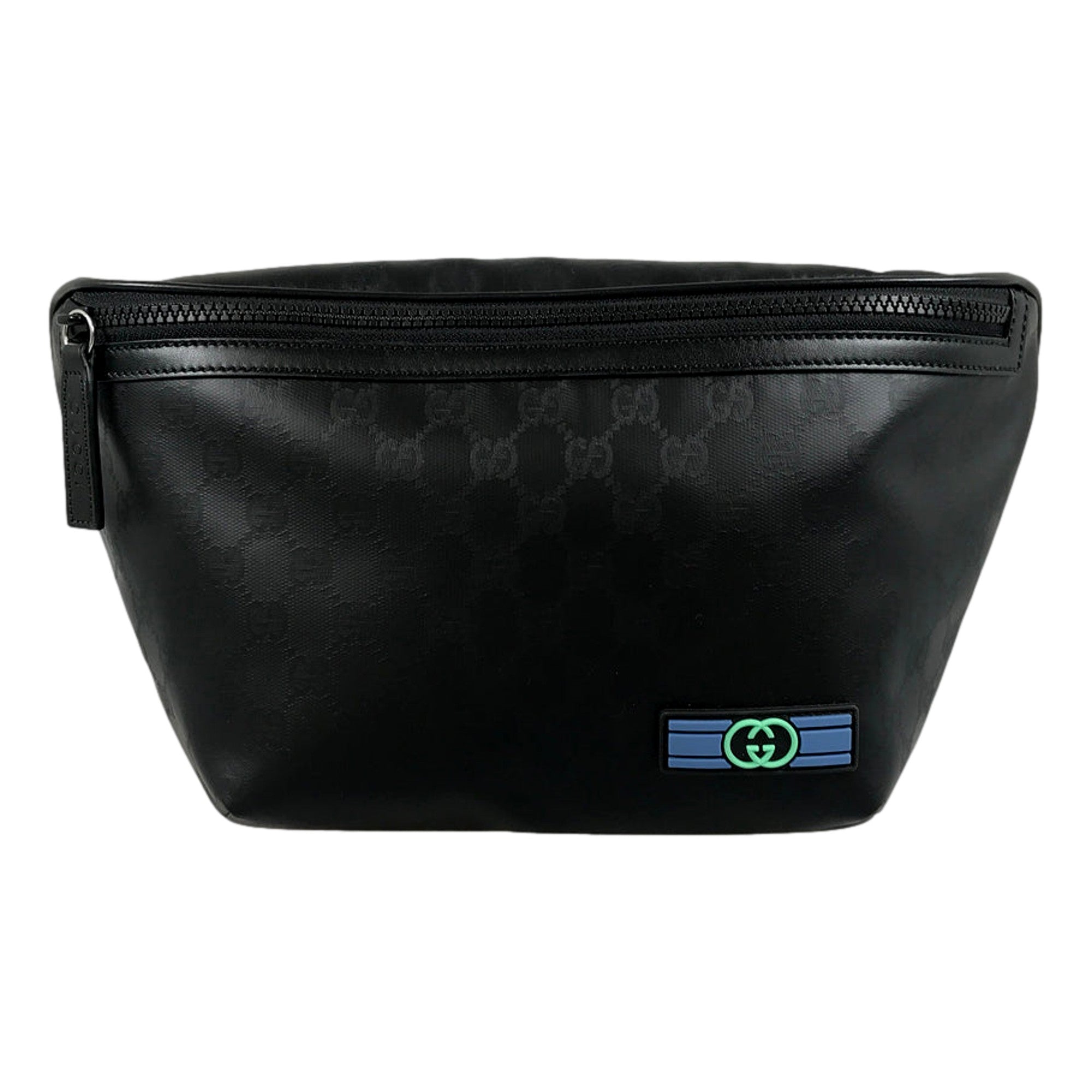 Gucci Black GG Supreme Web Logo Belt Bag - available at Queen Bee of Beverly Hills.