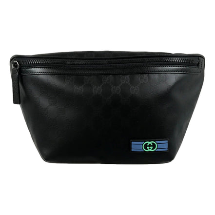 Gucci Black GG Supreme Web Logo Belt Bag - available at Queen Bee of Beverly Hills.
