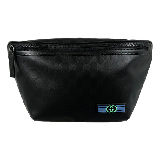 Gucci Black GG Supreme Web Logo Belt Bag - available at Queen Bee of Beverly Hills.