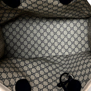 Gucci Supreme Canvas Beige Calfskin Logo Print Large Tote Bag Navy Multicolor available at Queen Bee of Beverly Hills