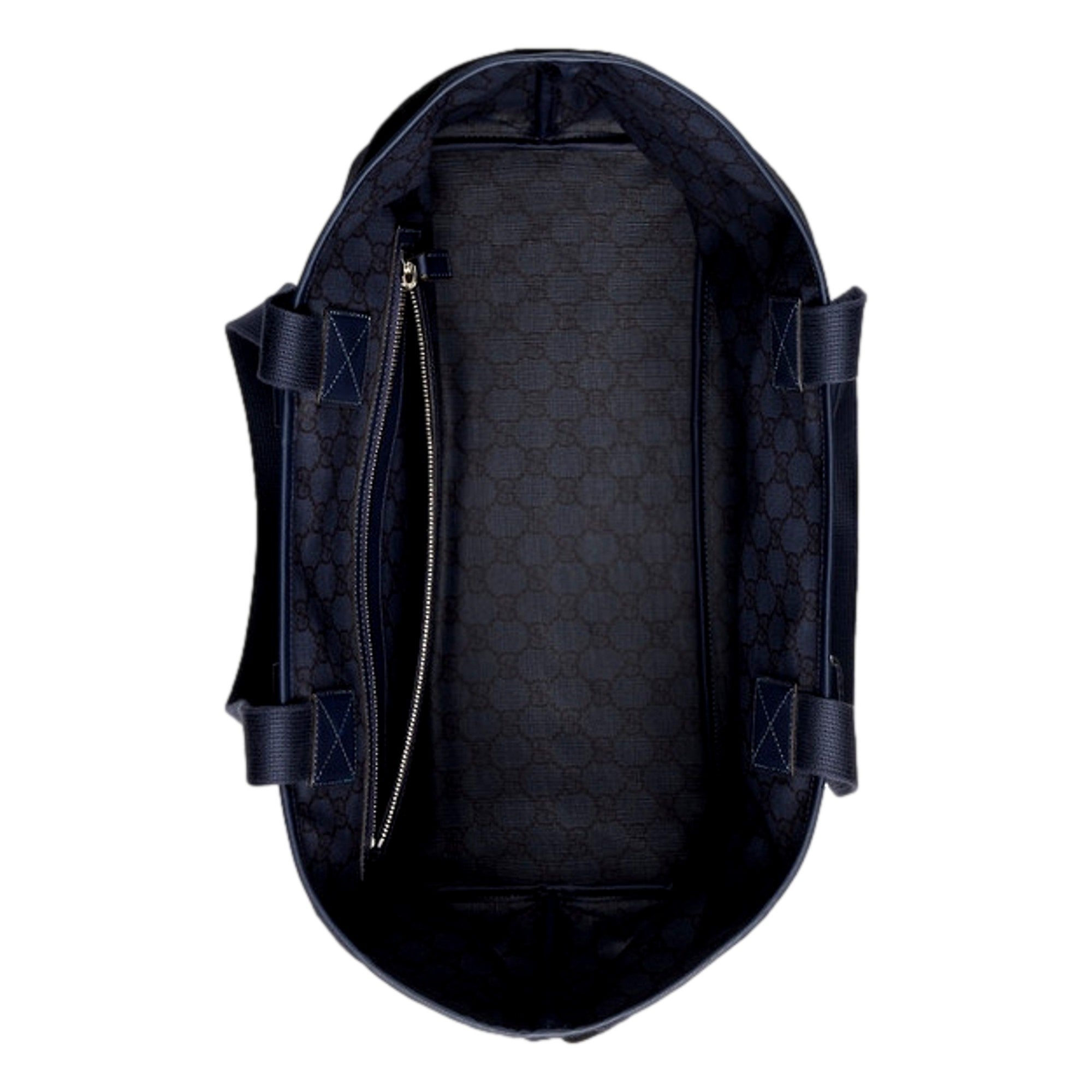 Gucci Made in Italy Large Supreme Canvas Leather Black Navy Tote Bag