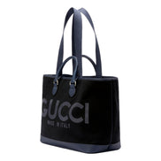 Gucci Made in Italy Large Supreme Canvas Leather Black Navy Tote Bag