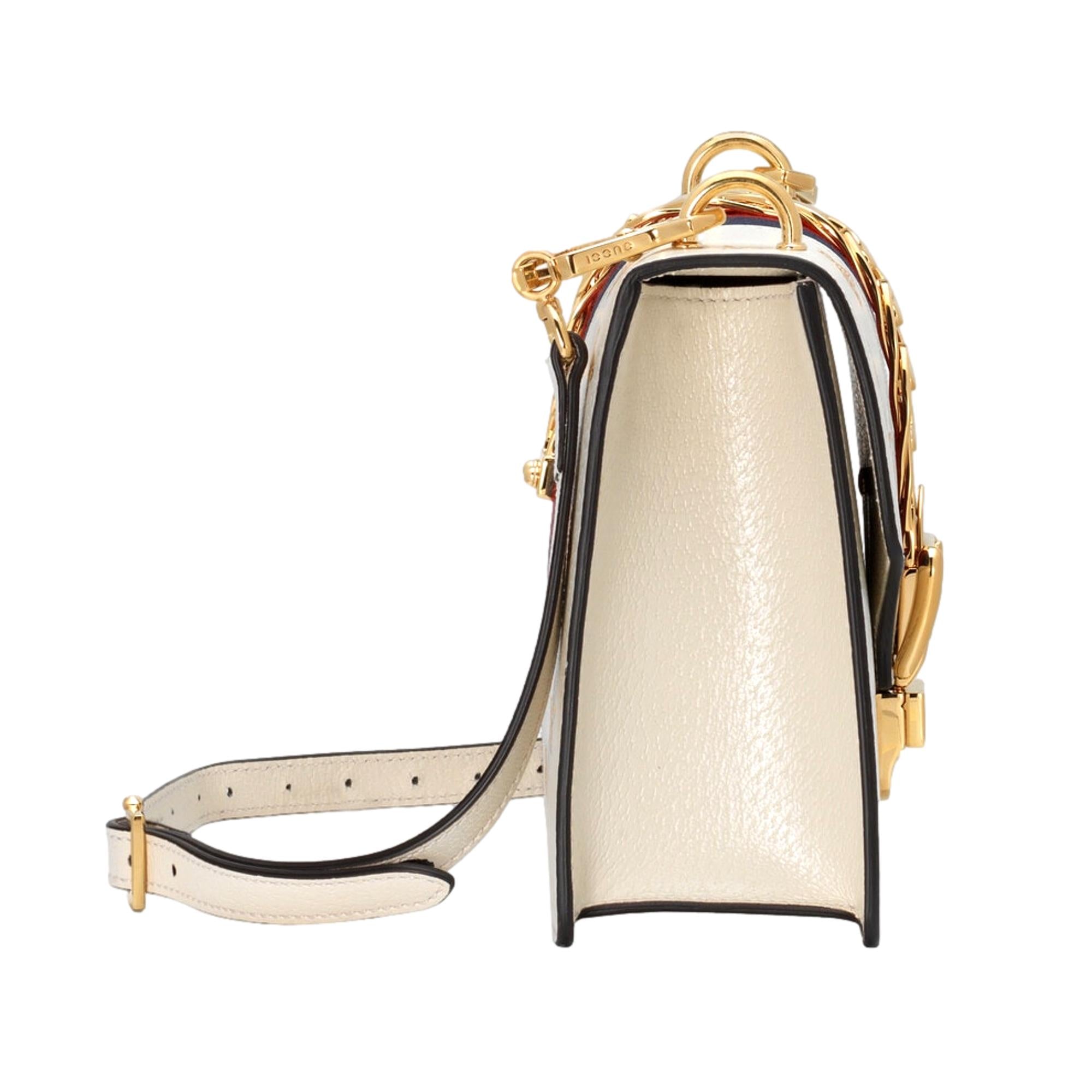 Gucci Sylvie Bee Star Ivory Leather Shoulder Bag available at Queen Bee of Beverly Hills