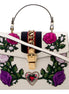 Gucci Sylvie Embroidered Off White Medium Top Handle Bag available at Queen Bee of Beverly Hills