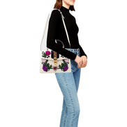 Gucci Sylvie Embroidered Off White Medium Top Handle Bag available at Queen Bee of Beverly Hills