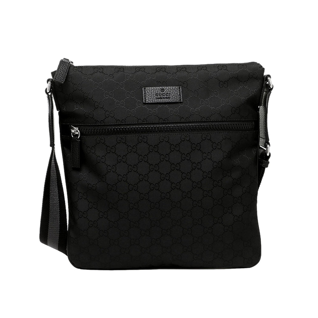 Gucci Unisex GG Guccissima Web Black Canvas Messenger Bag Crossbody 449185 at_Queen_Bee_of_Beverly_Hills