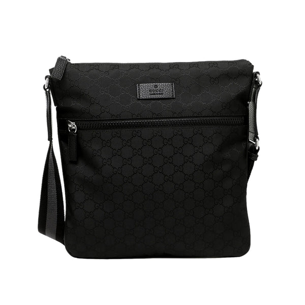 Gucci Unisex GG Guccissima Web Black Canvas Messenger Bag Crossbody 44 ...
