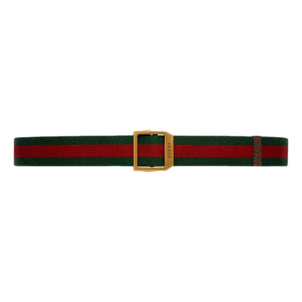 Gucci Web Stripe Red and Green Canvas Belt Size 90/36 available at Queen Bee of Beverly Hills
