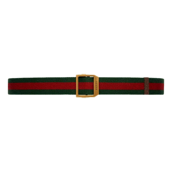 Gucci Web Stripe Red and Green Canvas Belt Size 90/36 available at Queen Bee of Beverly Hills