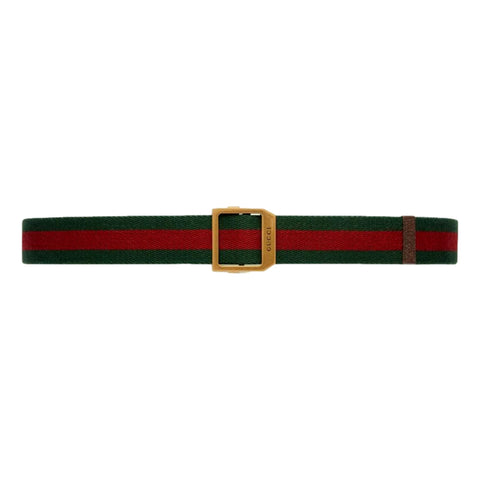 Gucci Web Stripe Red and Green Canvas Belt Size 90/36 available at Queen Bee of Beverly Hills