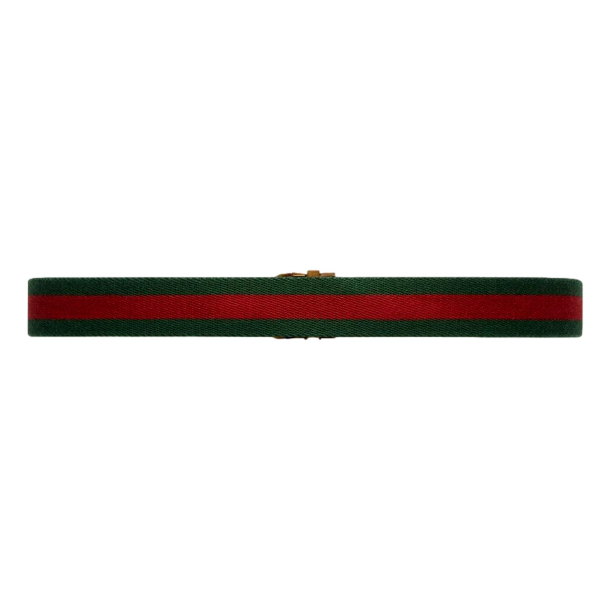 Gucci Web Stripe Red and Green Canvas Belt Size 90/36 available at Queen Bee of Beverly Hills