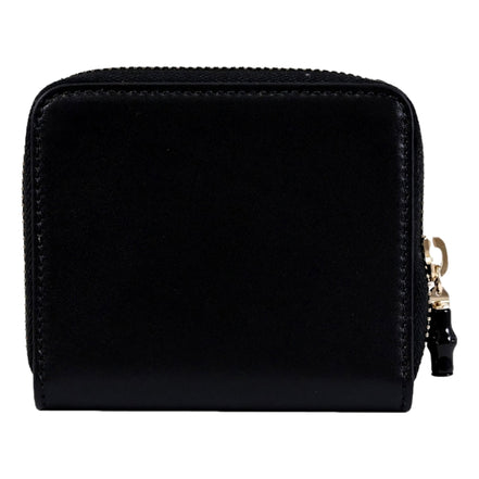 Gucci Black Patent Leather Zip-Around Wallet with Bamboo Pull - available at Queen Bee of Beverly Hills. 