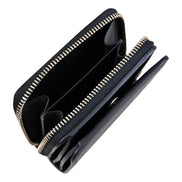 Gucci Black Patent Leather Zip-Around Wallet with Bamboo Pull - available at Queen Bee of Beverly Hills. 