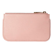 Gucci Zip Key Case Pink Leather Card Holder Gold Logo Script