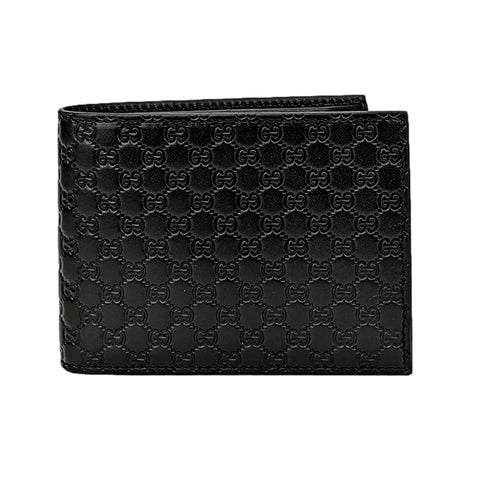 Gucci Men's Microguccissima GG Black Leather Trifold ID Wallet