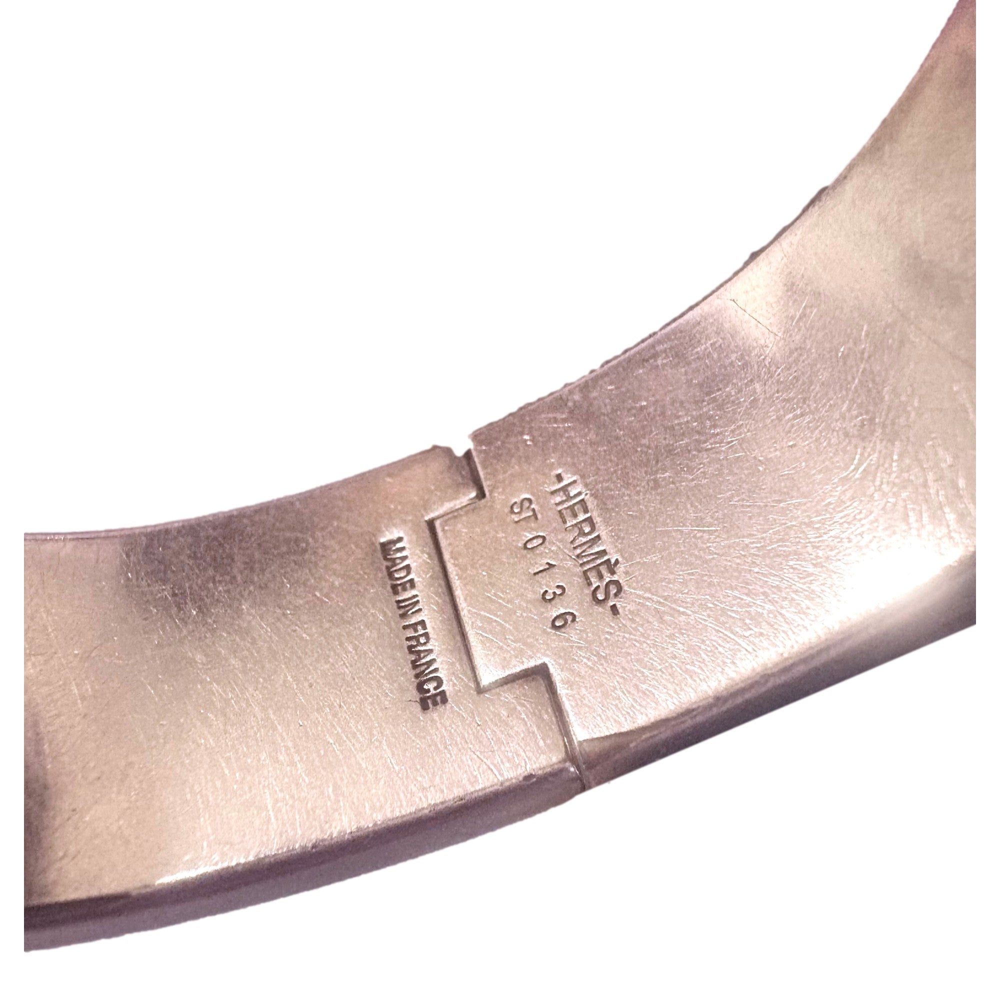 Hermes Clic Clac PM Wide Enamel Rose Cassata Pink Bracelet available at Queen Bee of Beverly Hills