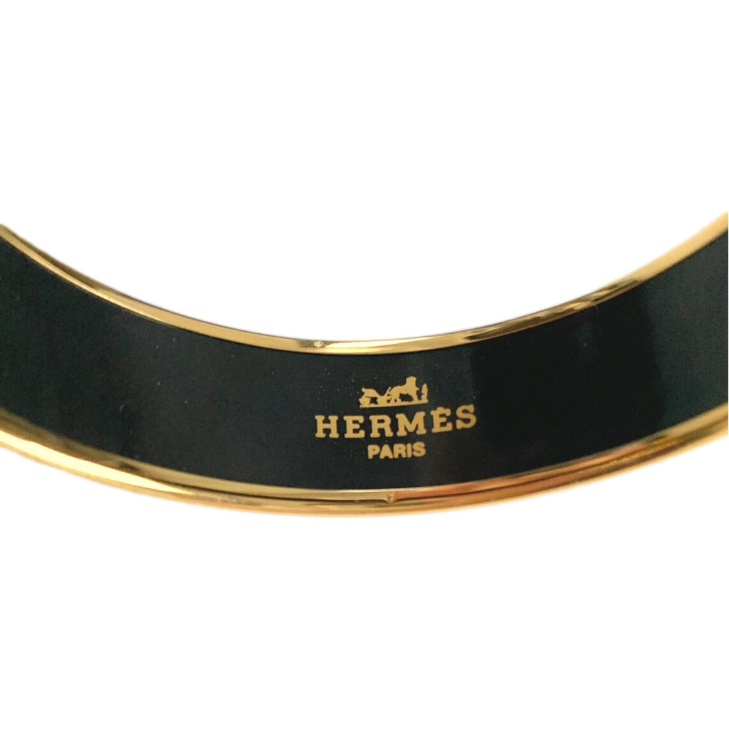 Hermes Cloisonne Enamel Bangle Black Bracelet Cuff at_Queen_Bee_of_Beverly_Hills