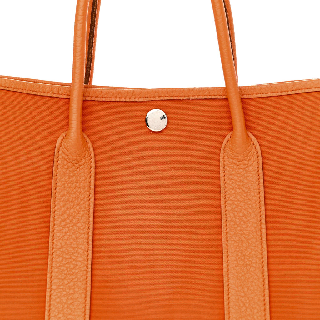 Hermes Garden Party Orange Toile and Leather Tote Bag 30 at_Queen_Bee_of_Beverly_Hills