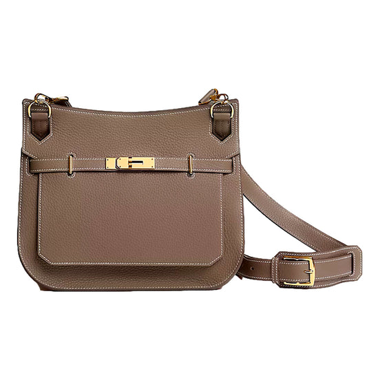 Hermès Jypsière 28 Taupe Leather Shoulder Crossbody Bag - available at Queen Bee of Beverly Hills. 