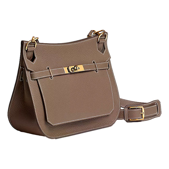 Hermès Jypsière 28 Taupe Leather Shoulder Crossbody Bag - available at Queen Bee of Beverly Hills. 