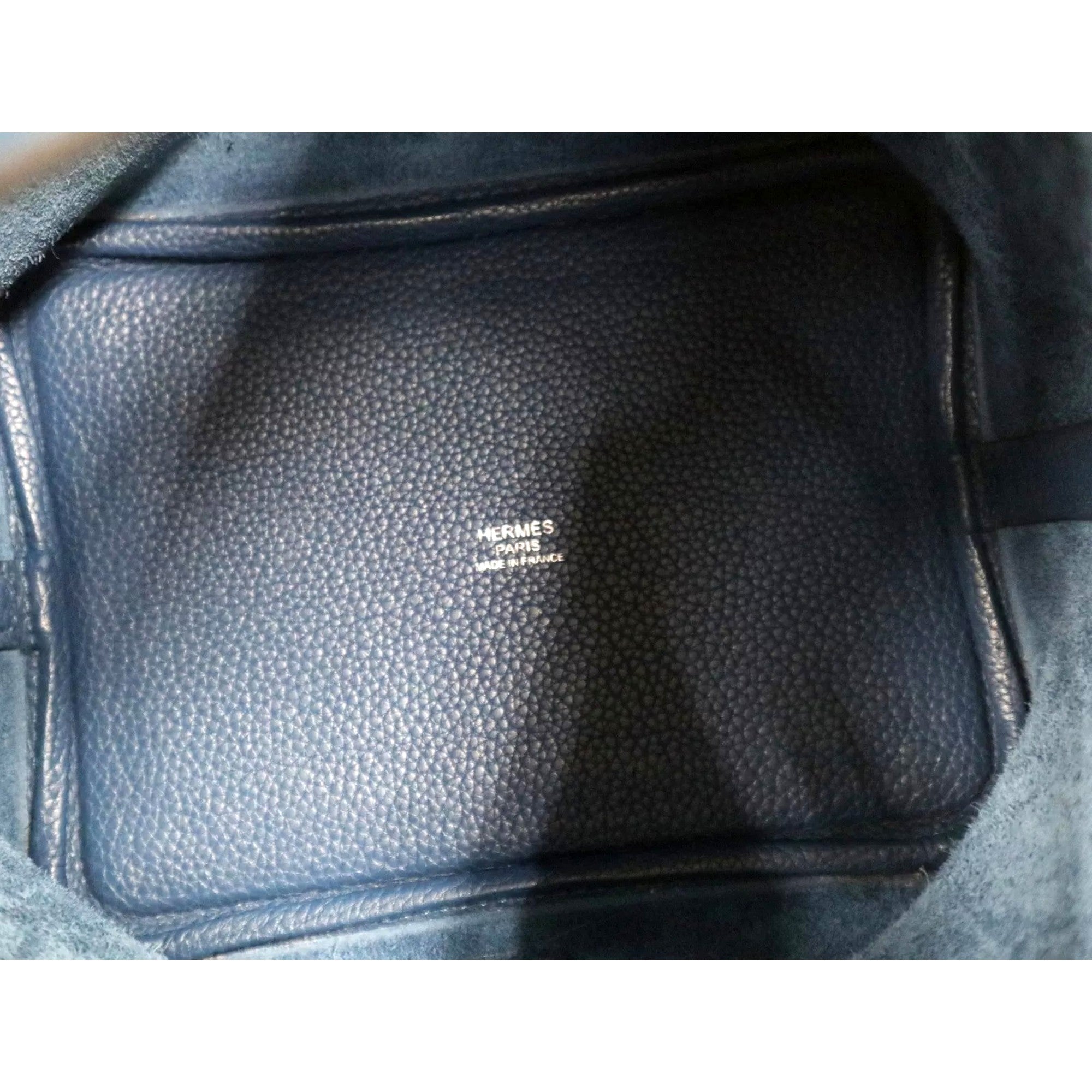 Hermes Picotin 18 Veau Taurillon Clemence Leather Bleu Nuit available at Queen Bee of Beverly Hills