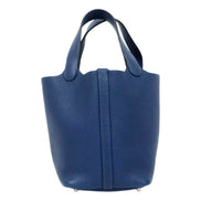 Hermes Picotin 18 Veau Taurillon Clemence Leather Bleu Nuit available at Queen Bee of Beverly Hills
