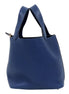 Hermes Picotin 18 Veau Taurillon Clemence Leather Bleu Nuit available at Queen Bee of Beverly Hills