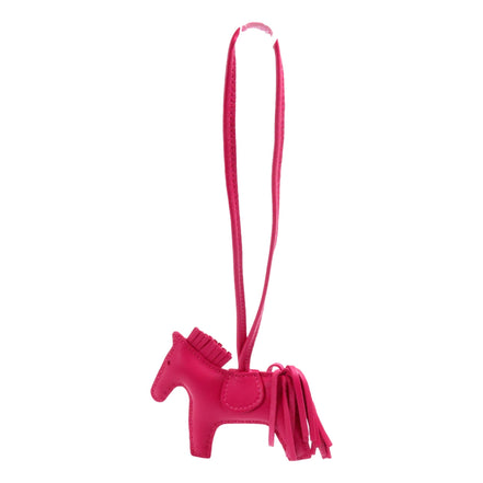 Hermes Rodeo Pink Soft Leather Horse Charm Keychain available at Queen Bee of Beverly Hills