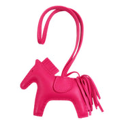 Hermes Rodeo Pink Soft Leather Horse Charm Keychain available at Queen Bee of Beverly Hills