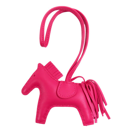 Hermes Rodeo Pink Soft Leather Horse Charm Keychain available at Queen Bee of Beverly Hills