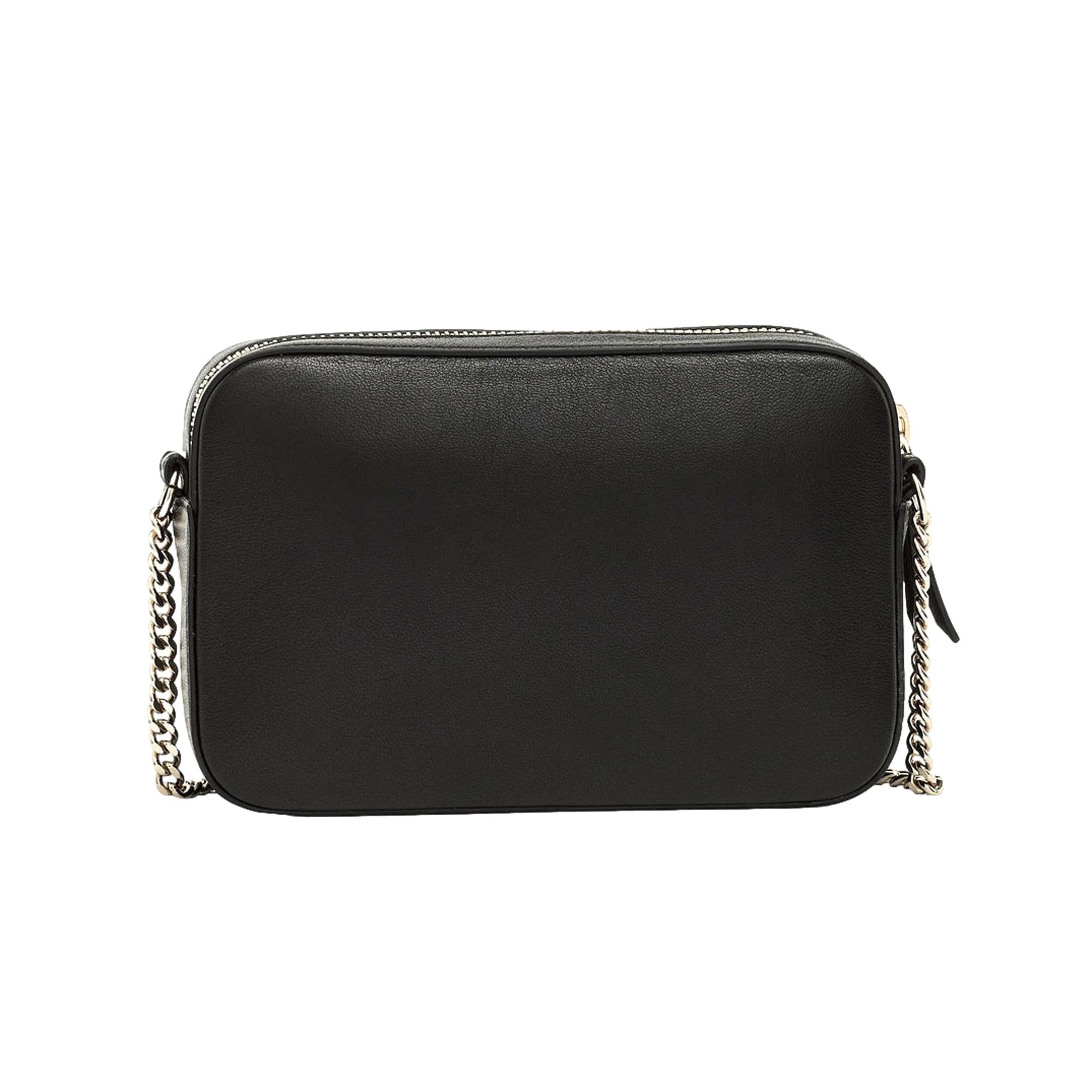 Jimmy Choo Balti Embossed Black Leather Camera Crossbody Bag available at Queen Bee of Beverly Hills