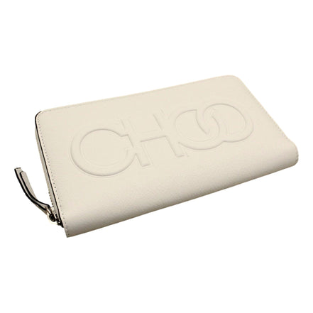 Jimmy Choo Bettina Milk White Leather Long Zip-Around Wallet available at Queen Bee of Beverly Hills