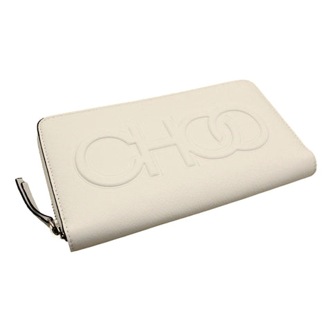 Jimmy Choo Bettina Milk White Leather Long Zip-Around Wallet available at Queen Bee of Beverly Hills