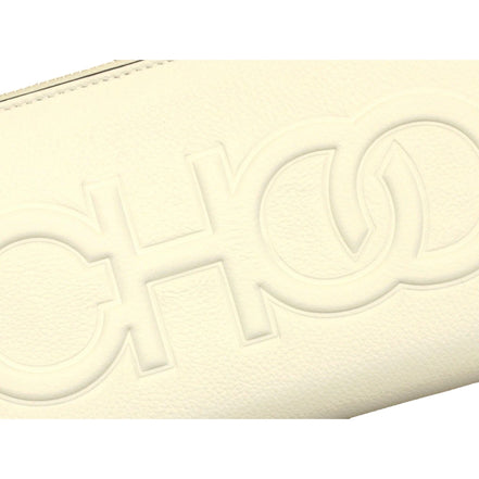 Jimmy Choo Bettina Milk White Leather Long Zip-Around Wallet available at Queen Bee of Beverly Hills