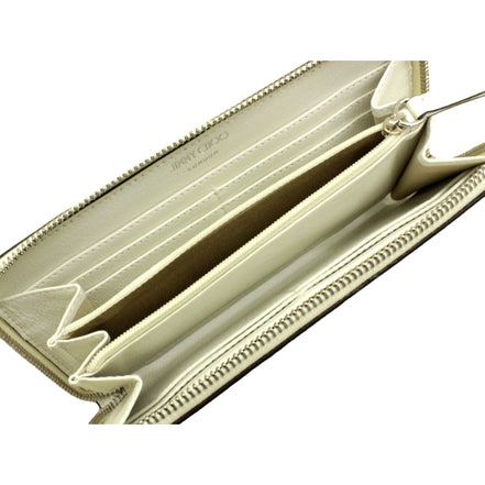 Jimmy Choo Bettina Milk White Leather Long Zip-Around Wallet available at Queen Bee of Beverly Hills