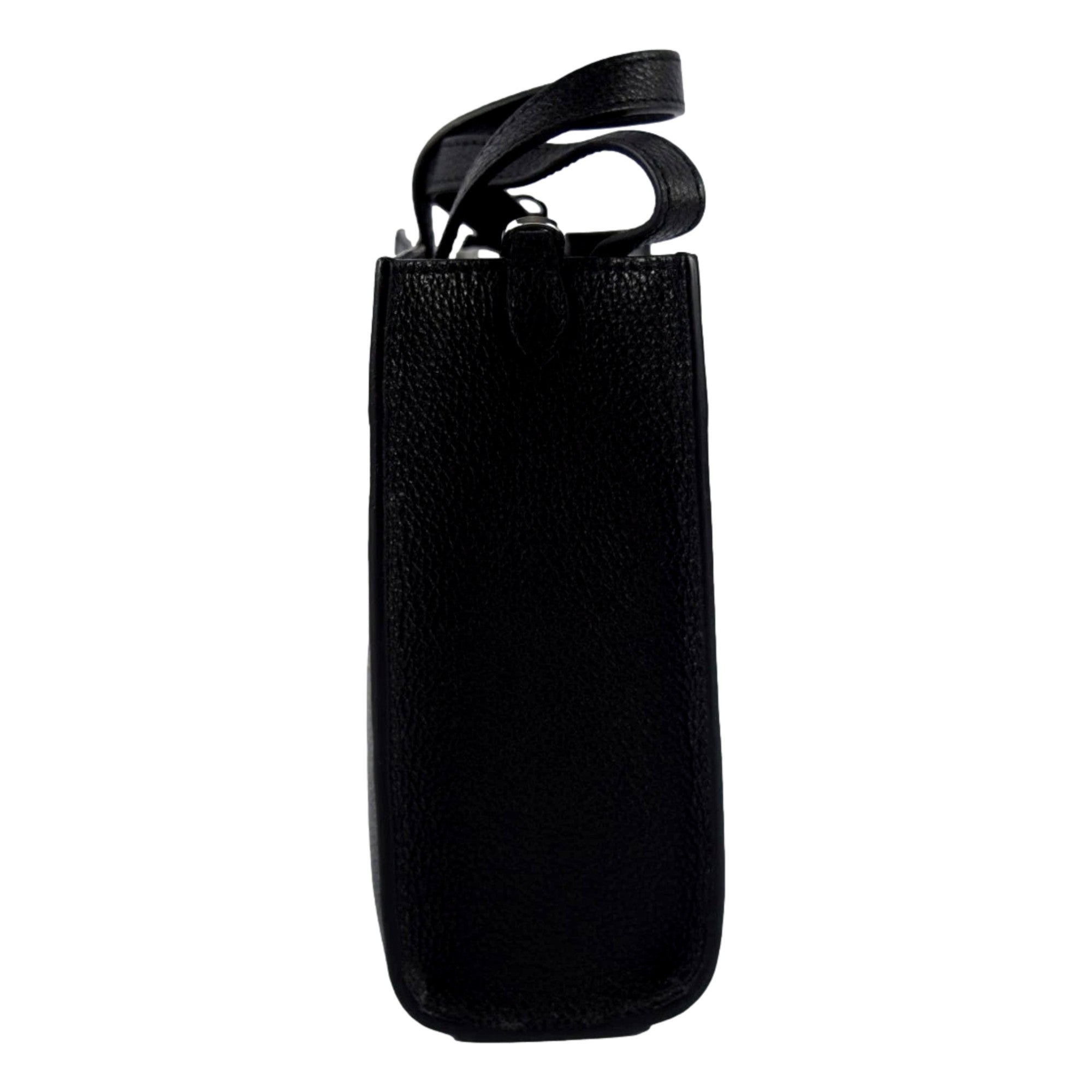 Jimmy Choo Black Leather Mini Shopper Handbag Crossbody Embossed Logo available at Queen Bee of Beverly Hills