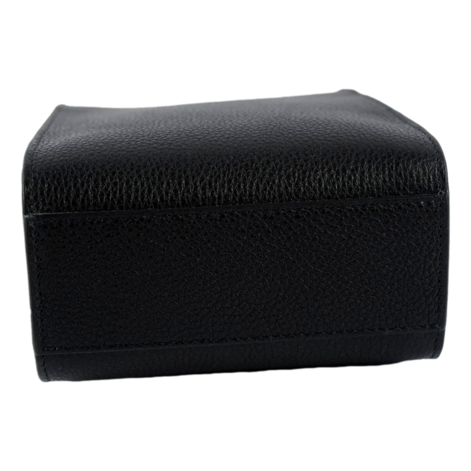 Jimmy Choo Black Leather Mini Shopper Handbag Crossbody Embossed Logo available at Queen Bee of Beverly Hills