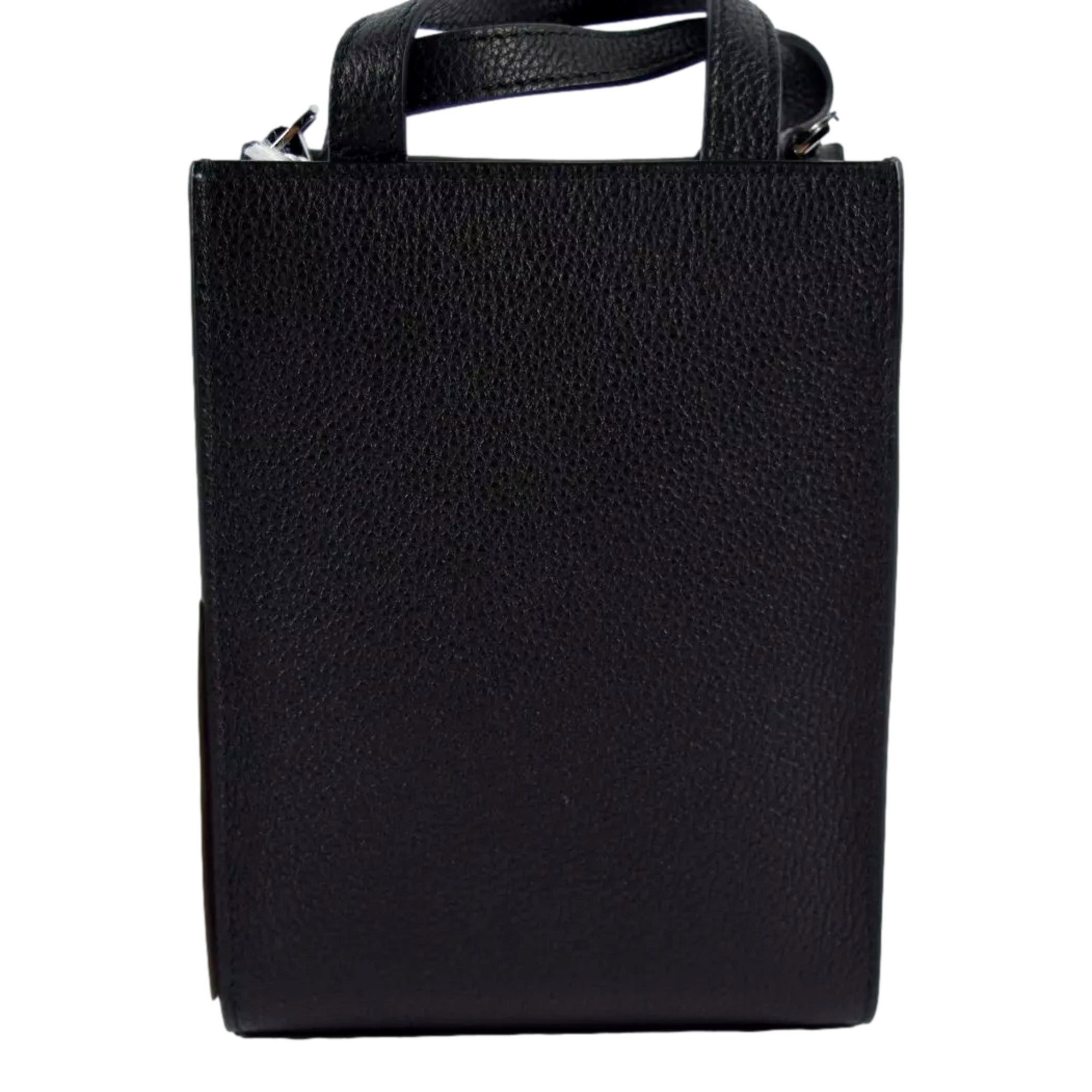 Jimmy Choo Black Leather Mini Shopper Handbag Crossbody Embossed Logo available at Queen Bee of Beverly Hills