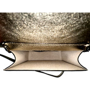 Jimmy Choo Kalina  Crossbody Clutch Bag Crystal Logo Metallic Gold available at Queen Bee of Beverly Hills