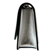Jimmy Choo Kalina  Crossbody Clutch Bag Crystal Logo Metallic Silver available at Queen Bee of Beverly Hills