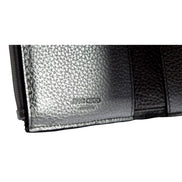 Jimmy Choo Loni Silver Leather Embossed Logo Tri-Fold Card Case Wallet available at Queen Bee of Beverly Hills