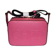 Jimmy Choo Peony Pink Leather Camera Crossbody Bag available at Queen Bee of Beverly Hills