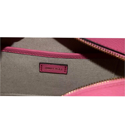 Jimmy Choo Peony Pink Leather Camera Crossbody Bag available at Queen Bee of Beverly Hills
