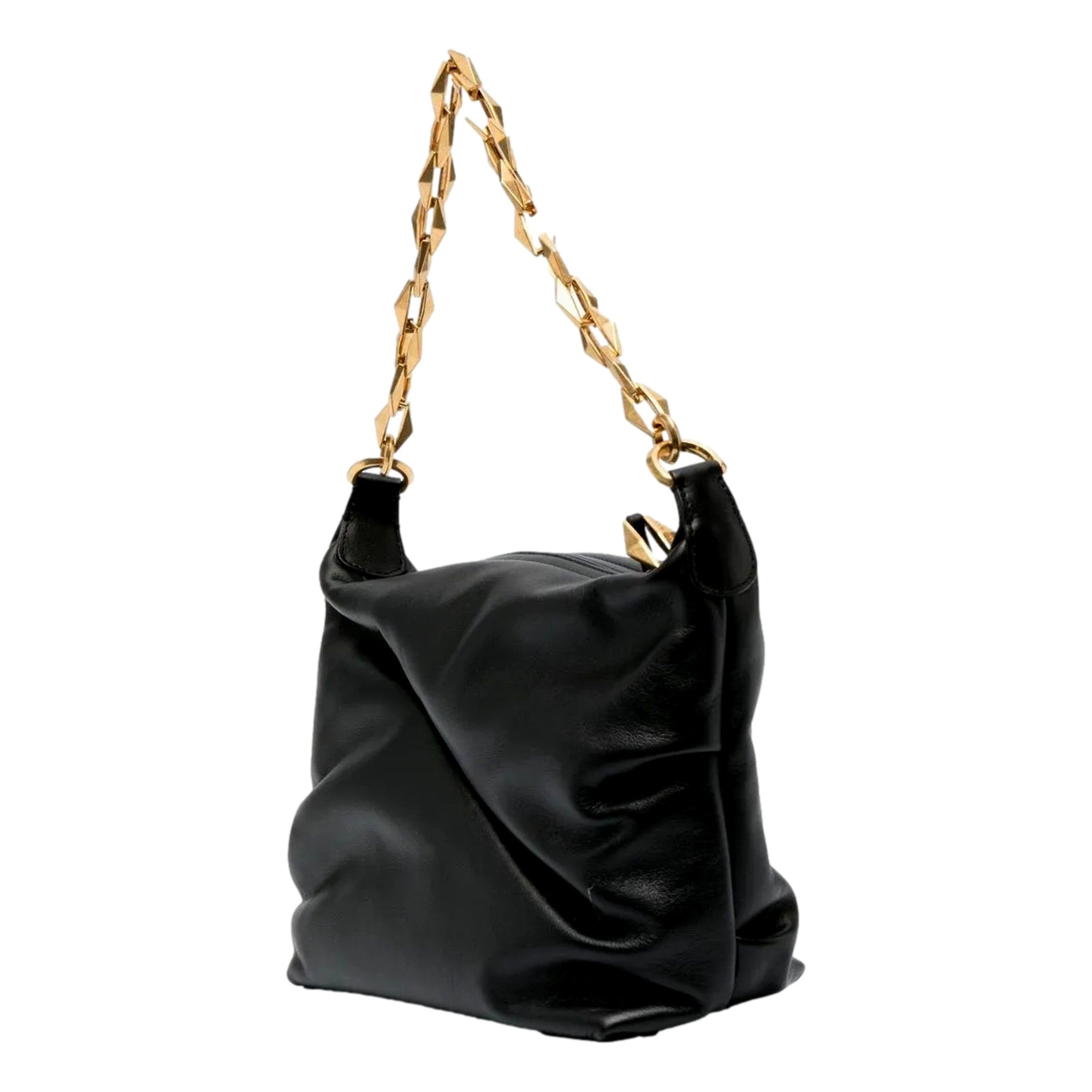 Jimmy Choo Soft Calfskin Black Diamond Chain Hobo Bag available at Queen Bee of Beverly Hills