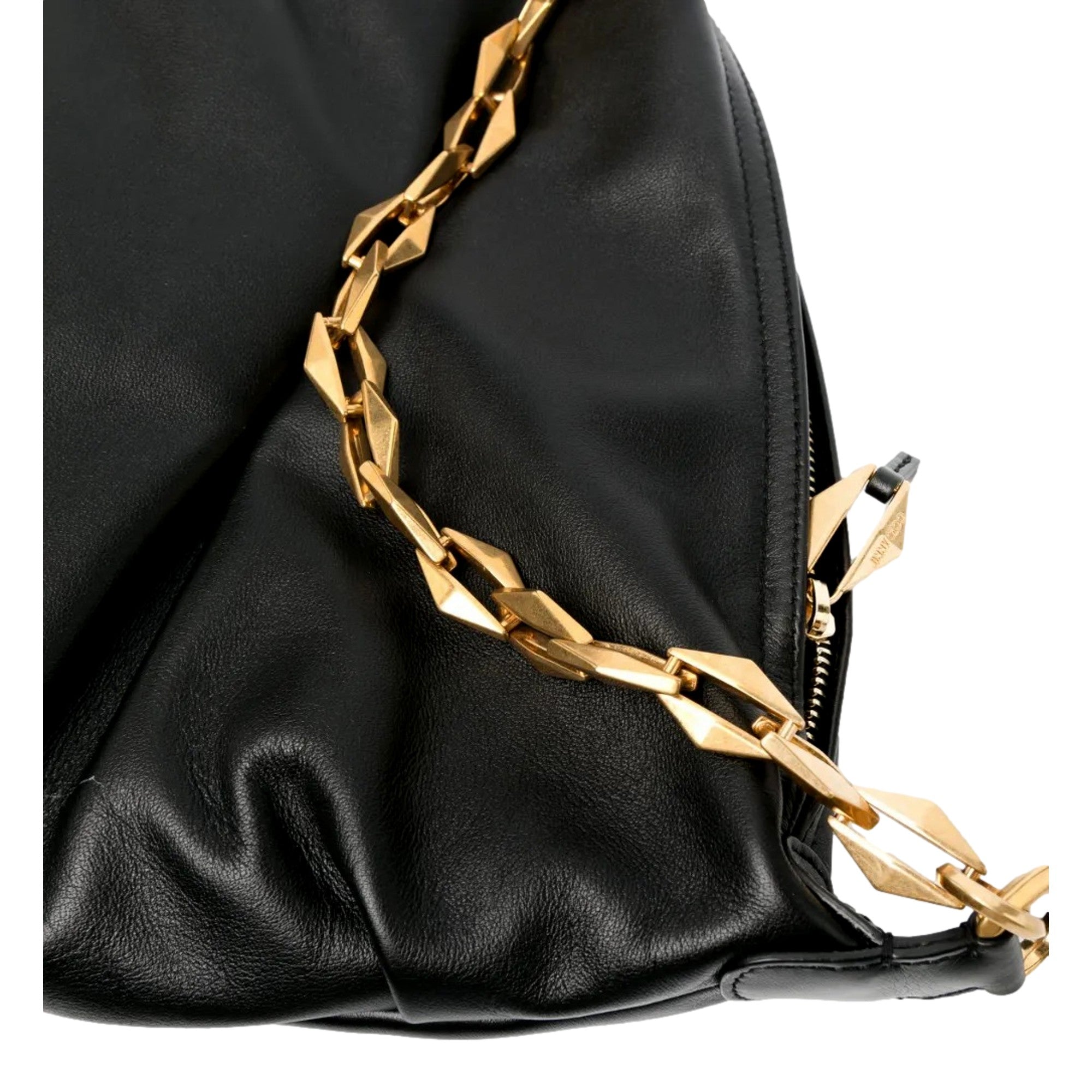 Jimmy Choo Soft Calfskin Black Diamond Chain Hobo Bag available at Queen Bee of Beverly Hills